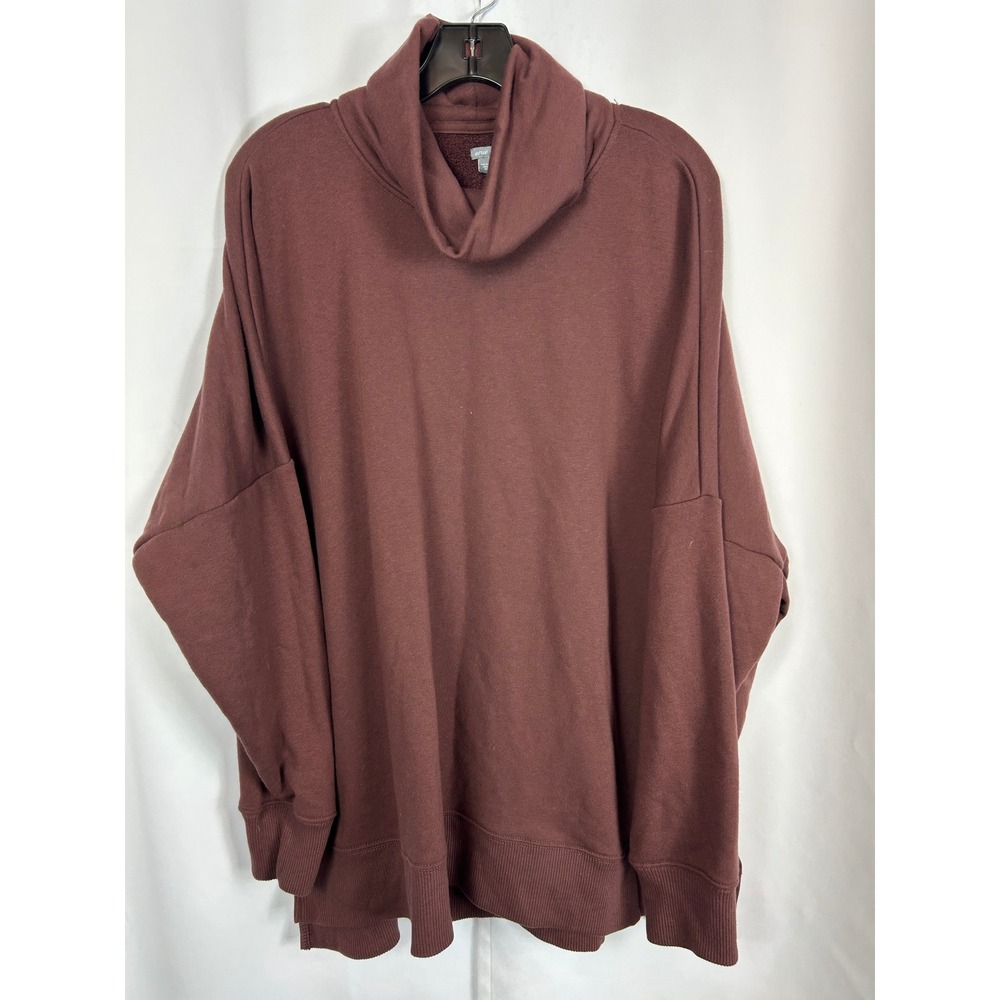 Aerie Oversized Turtleneck Sweatshirt Burgundy Maroon Cowl Neck XL Loungewear